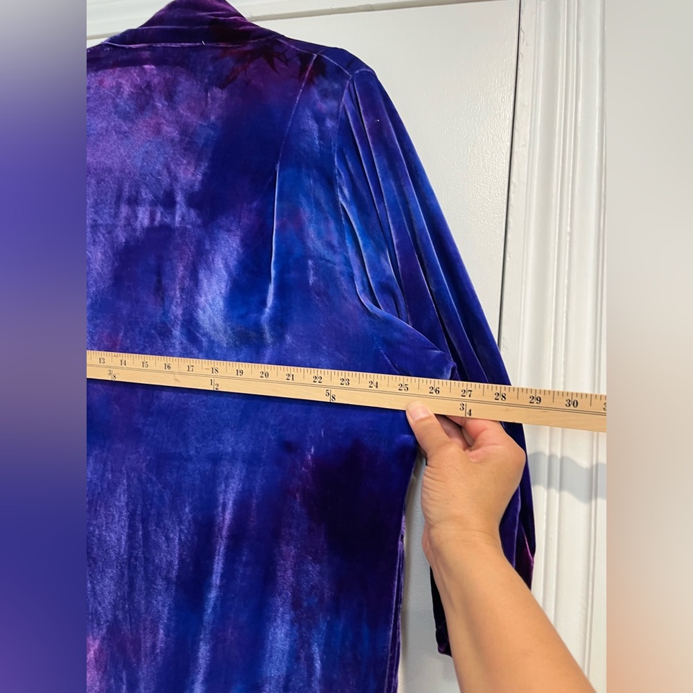 Elizabeth Eyre Seltzer Vintage Tie Dye Purple Velvet Open Front Jacket Sz. OS - Picture 6 of 7